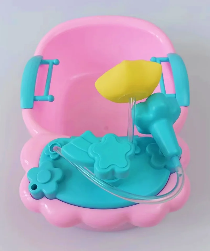 Kids Simulation Princess Doll Bath Tub Furniture Toy Accessories Fun Doll Water Play Press Spray Small Bathtub Play House Toy