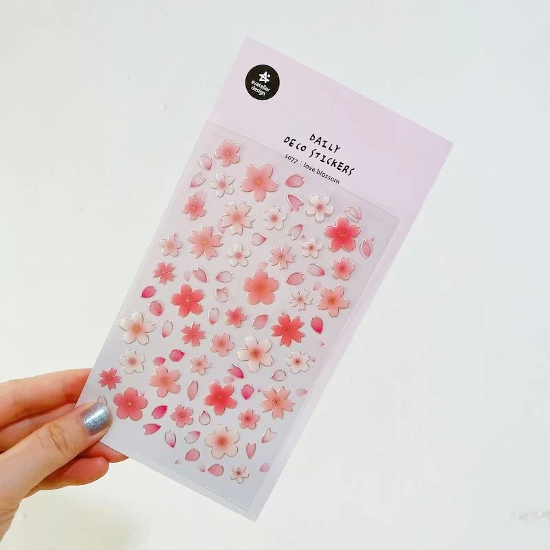 Korea Origin Suatelier Sakura Aufkleber Papier PVC Scrapbooking Material Niedliche rosa Blume Junk Journal Deco Bastelzubehör – Detail 2