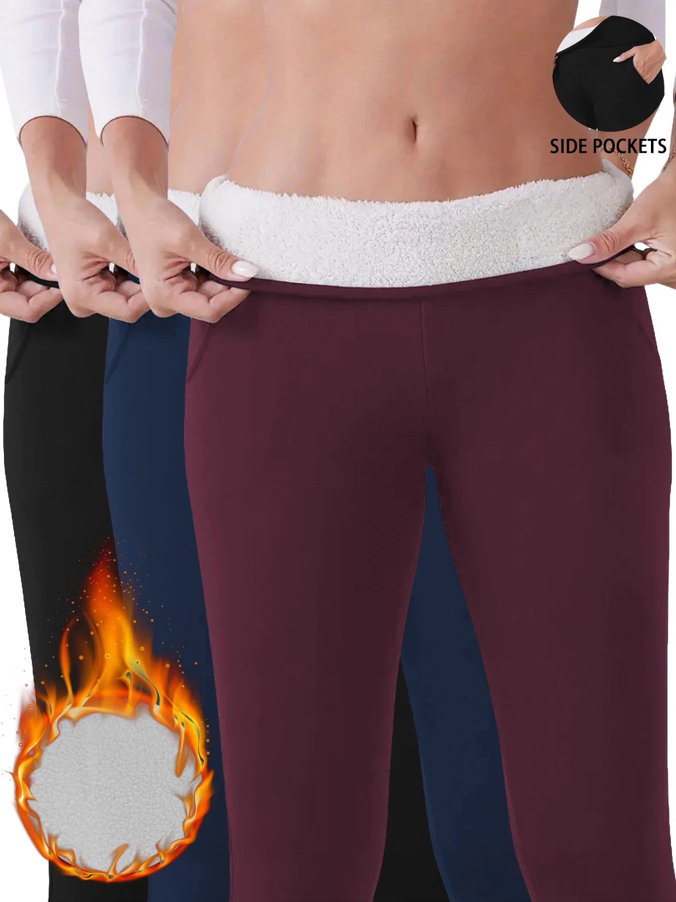 

Комплект из 3 женских леггинсов на флисовой подкладке с завышенной талией и карманами. Термоштаны идеально подходят для зимней йоги, бега и тренировок на открытом воздухе.