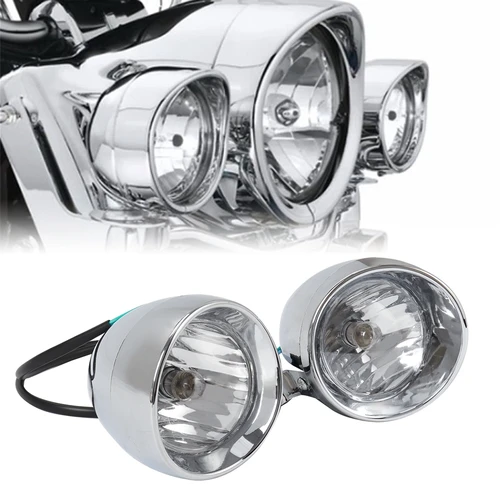 Imagen 2 del producto Faro antiniebla Universal para motocicleta, lámpara cromada para Harley de Luz Ámbar, Honda y Yamaha, DC 12V, 4, 2 uds.