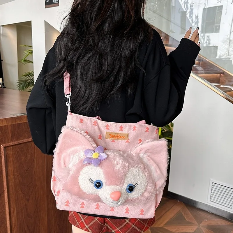 Disney New Girls School Bag Big Head Backpack Plush Fox Cartoon Versatile Cute Duffy Lina Belle Backpack Gift