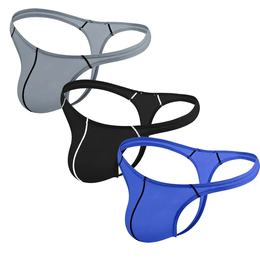 

3 шт., мужские трусы из ледяного шелка с Т-образной спинкой, стринги с низкой талией, сексуальные трусики, нижнее белье, удобные трусы из ледяного шелка