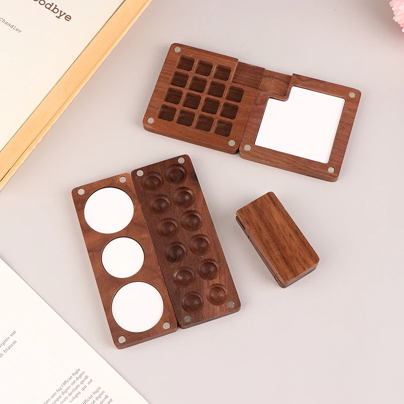 

Travel Portable Wooden Handmade 8-24 Grid 0.5ml Watercolor Paint Palette Oil Paints Tray Empty Box Mini Black Walnut Paint Box