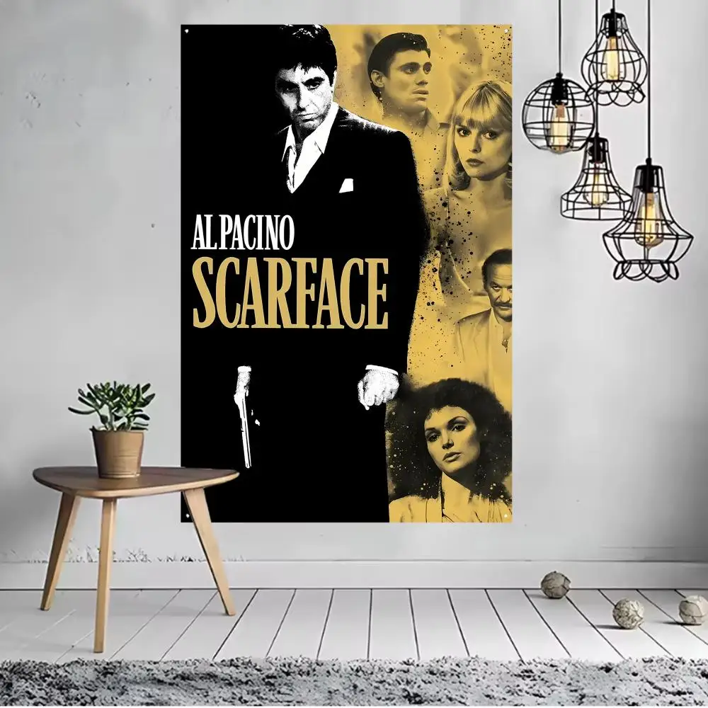 Scarface Flags Flags for indoor decoration with no edging and four corner rings for easy hanging