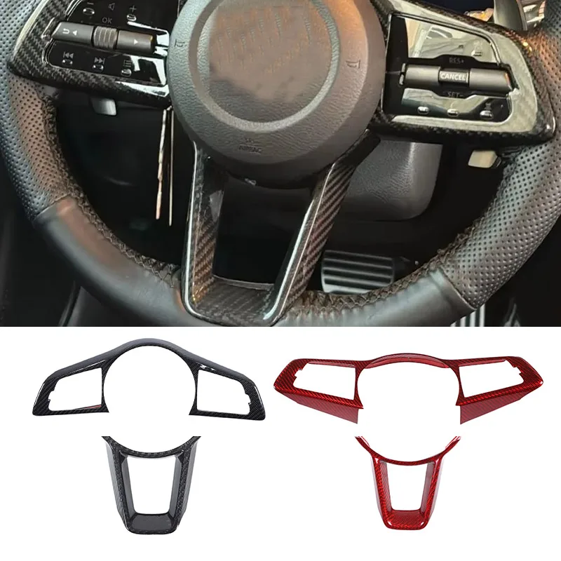 

Real Carbon Fiber For Nissan Fairlady Z RZ34 400Z 2023+ Car Steering Wheel Decorative Frame Sticker Car Interior Accessories