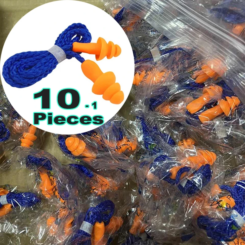 Soft Silicone Ear Plugs Protector Reusable Noise Cancelling Earplugs Soundproof Earmuffs Safe Work Comfortable Corded Earplugs