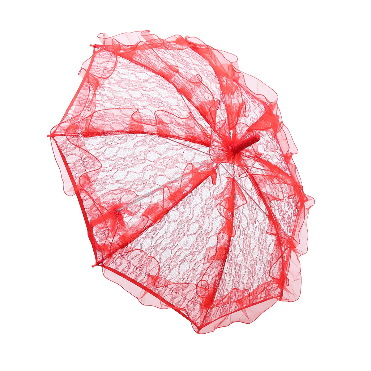 Small Red Wedding Parasol Lace Bridal Umbrella Vintage Handmade Embroidery for Photo Props Party Decoration Bridal Umbrella view 2