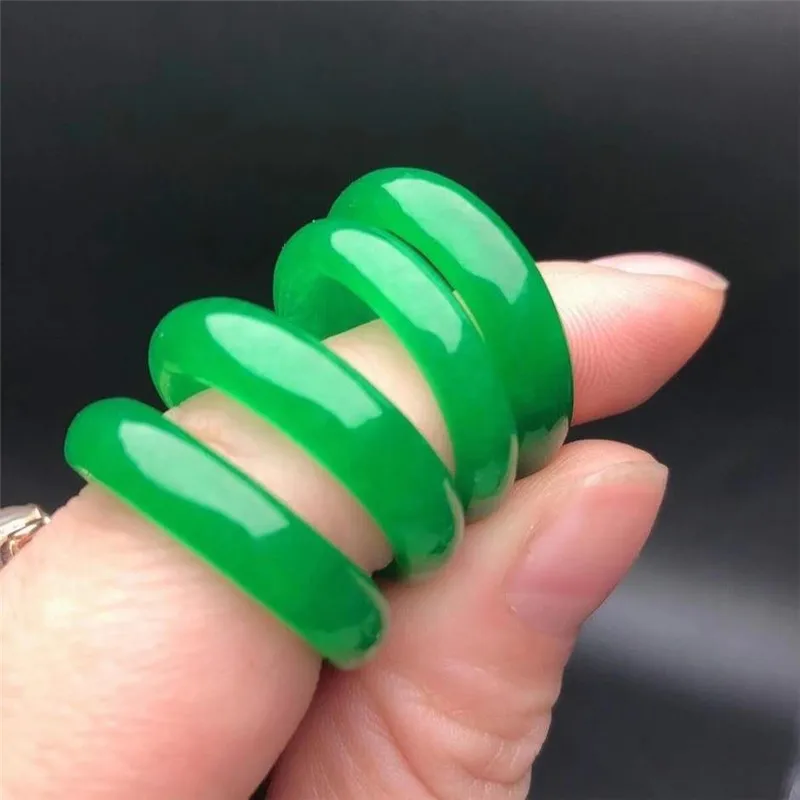 Natural Green Jade Ring Women Healing Gemstone Fine Jewelry Genuine Myanmar Jadeite Grade A Burma Jade Rings Girlfriend Mom Gift