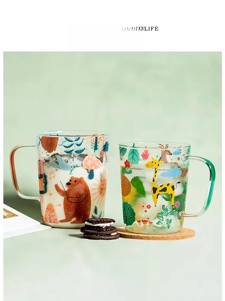 

Креативная мультяшная стеклянная кружка Tlife Fsy для завтрака, термостойкая, круглая, для домашнего использования