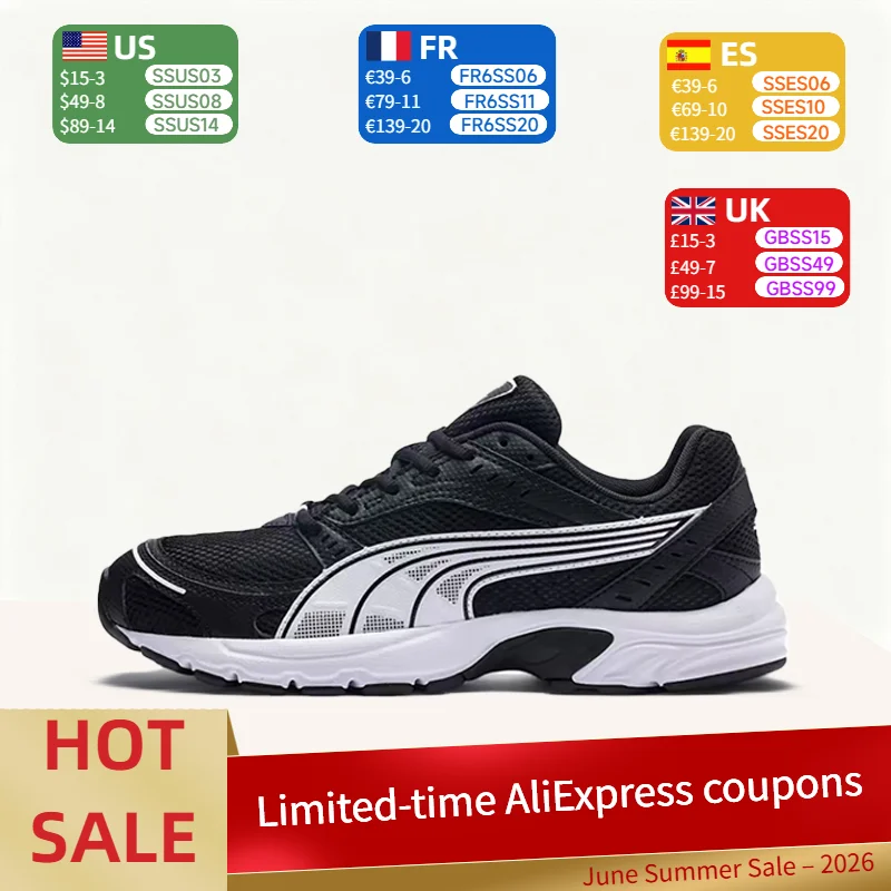 

PUMA Axis Retro Mesh Breathable, Stylish, Minimalist, Versatile Low-Top Running Shoes (Unisex, Black and Silver) 368465-03