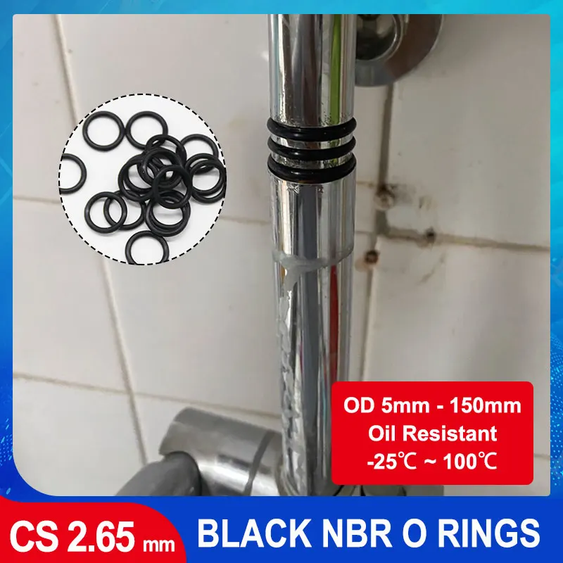 

10/50Pcs Black NBR O Ring CS 2.65mm ID 5~150mm Car Air Condition Faucet Pressure Plumbing Repair Rubber Sealing Ring Washer
