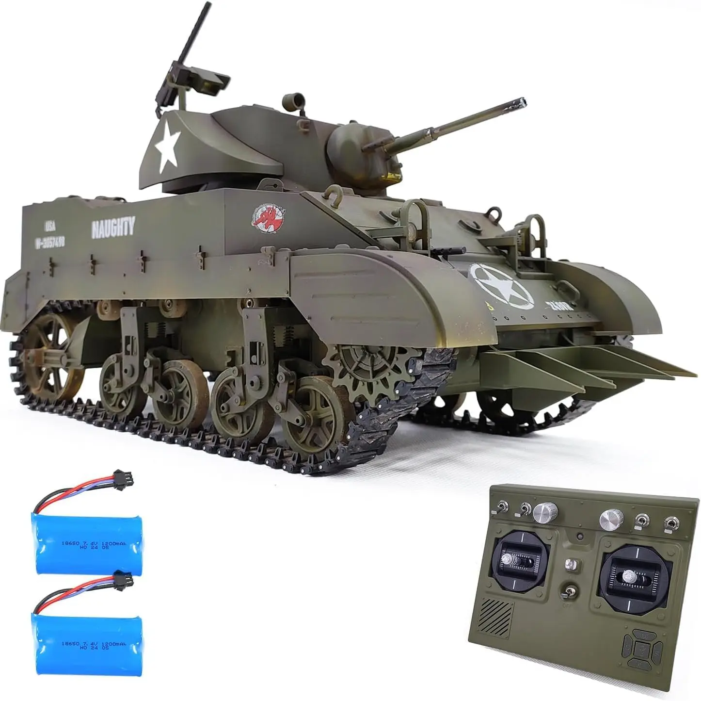 

Световой танк с дистанционным управлением, США M5A1, Stuart Tank 1/16RC, имитация военного автомобиля, дымовая трубка, подъемник/обертание револьверной турели на 360° ° /Без Шоти