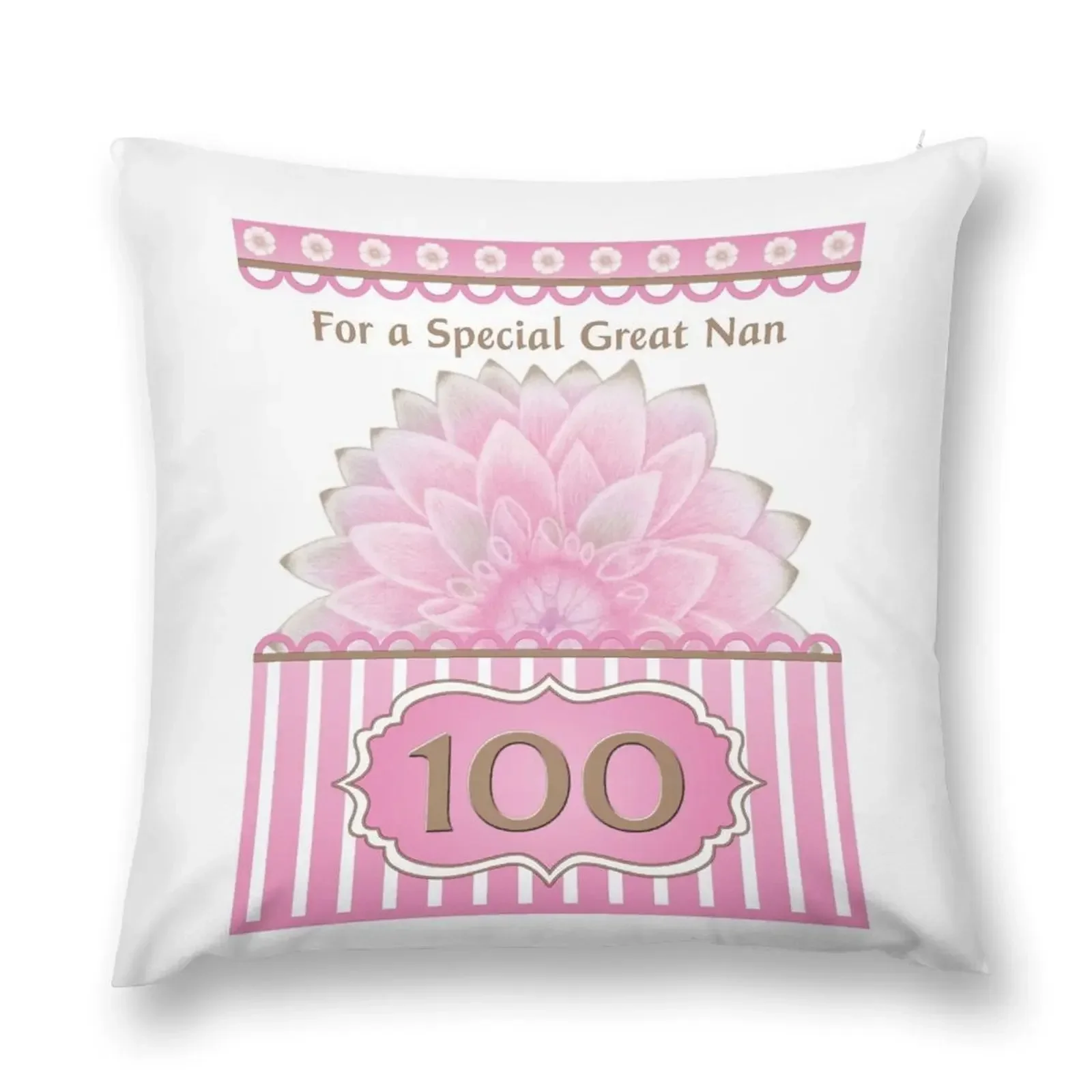 

100th Birthday Great Nan Dahlia Throw Pillow Sofa Cushion Cover Decorative Cushions For Luxury Sofa Luxury Pillow Cover pillow