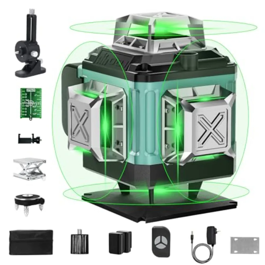 

16 Lines Laser 360 Level Self Leveling 4x360° Professional 4D Green Cross Line laser Level for Construction and Picture Hanging