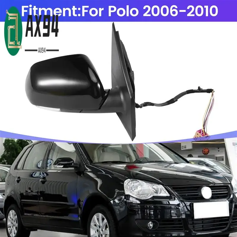 

AX94-Car Rearview Mirror Assembly Exterior Door Side Wing Mirror With Turn Signal Lights For VW Polo 2006-2010
