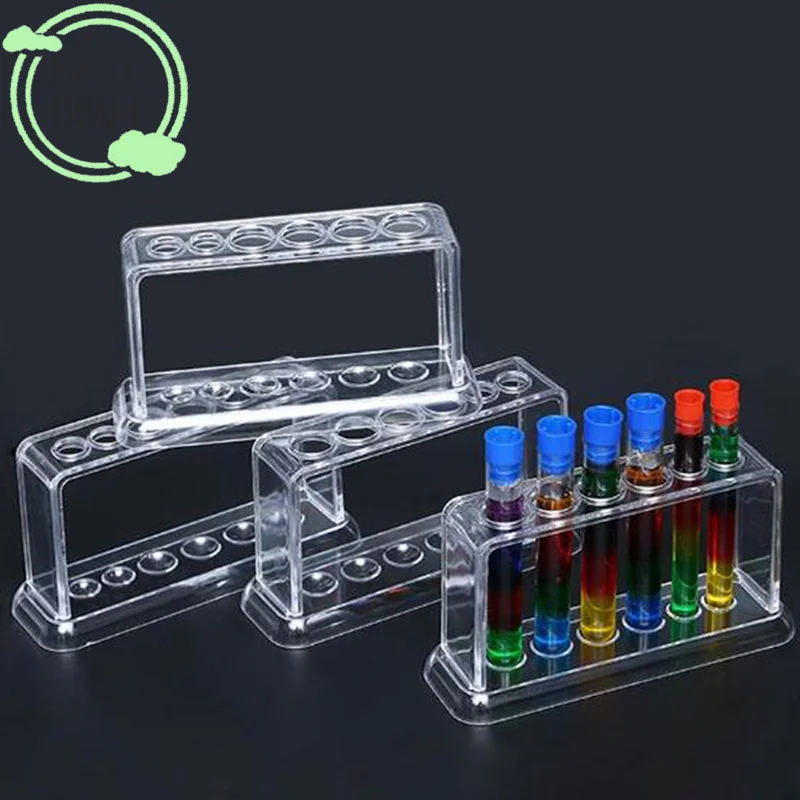 (BBQ4) 1 support transparent en plastique pour tubes à essai, 6 trous, support de laboratoire pour tubes à essai, étagère 16,7*8*3cm