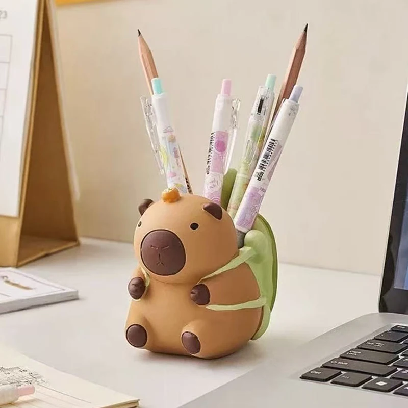 Cute Animal Backpack Pen Holder Home Storage Ornament Office Desktop Decoration Ornaments Resin Crafts Commemorative Gifts