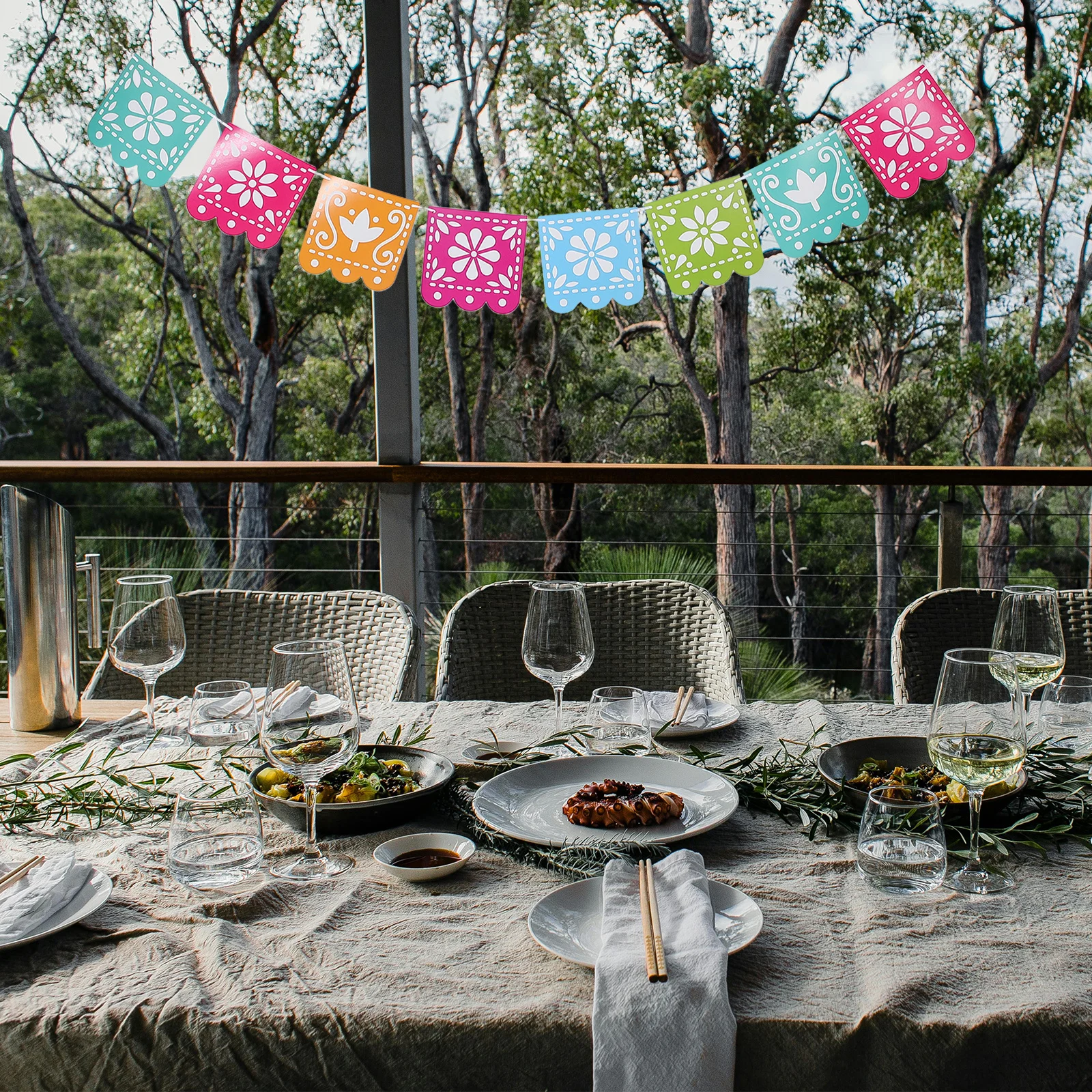 

3 Sets Party Bunting Flags Day Of The Dead Decorations Mexican Fiesta Banner Festival Hanging Garland Decorative Pennant For
