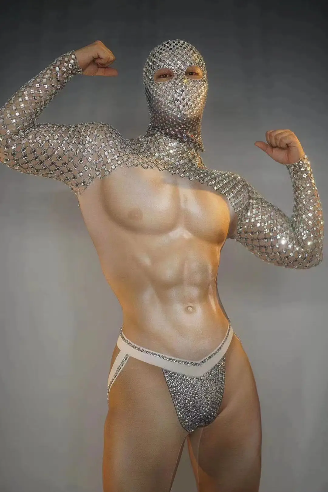 Tenue de gala pour hommes, vêtements de balle, combinaison en cristal, sexy, une pièce, corps imbibé, costume de fête de célébrité, tissu de festival Drag Queen