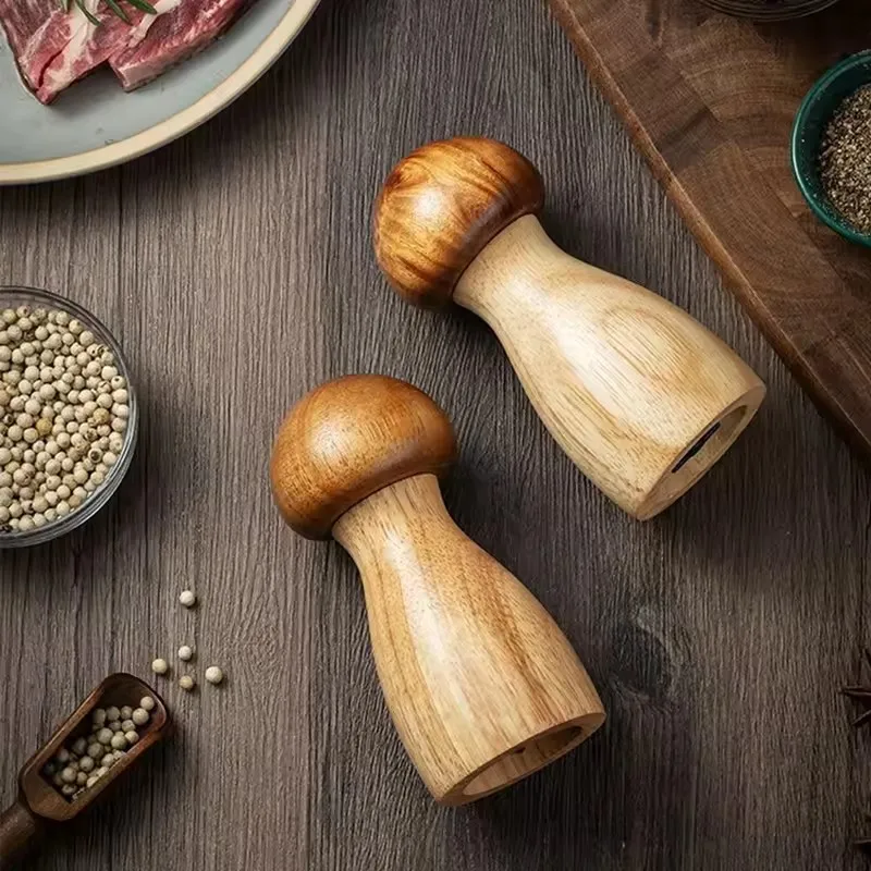 

Multifunctional Grinder Mushroom Pepper Grinder Solid Wood Pepper Mill Sea Salt Black Pepper Grinding Bottle Set Kitchen Gadgets