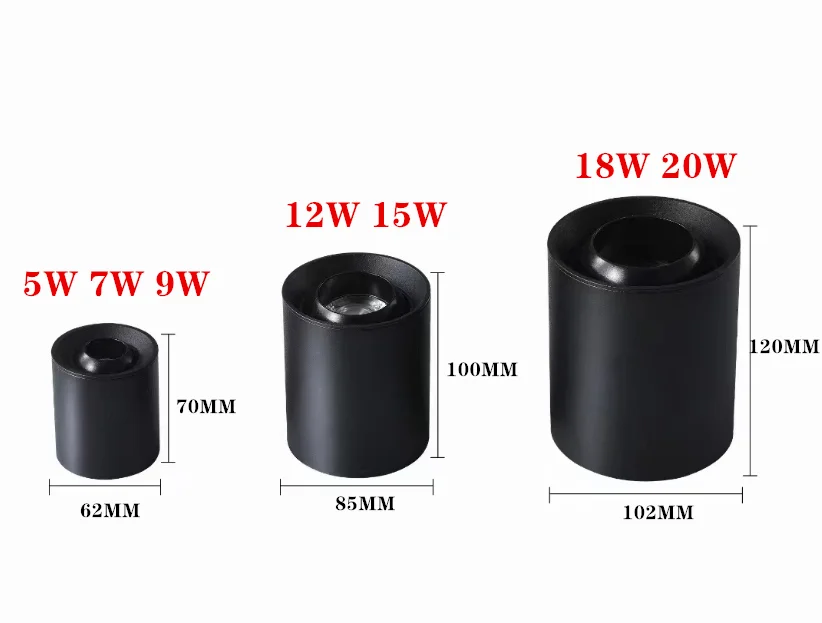 أضواء كاشفة LED تخفيت 5 واط 7 واط 9 واط 12 واط 15 واط 18 واط 20 واط النازل زاوية تعديل نوع السقف غرفة المعيشة غرفة نوم المنزلية الأضواء