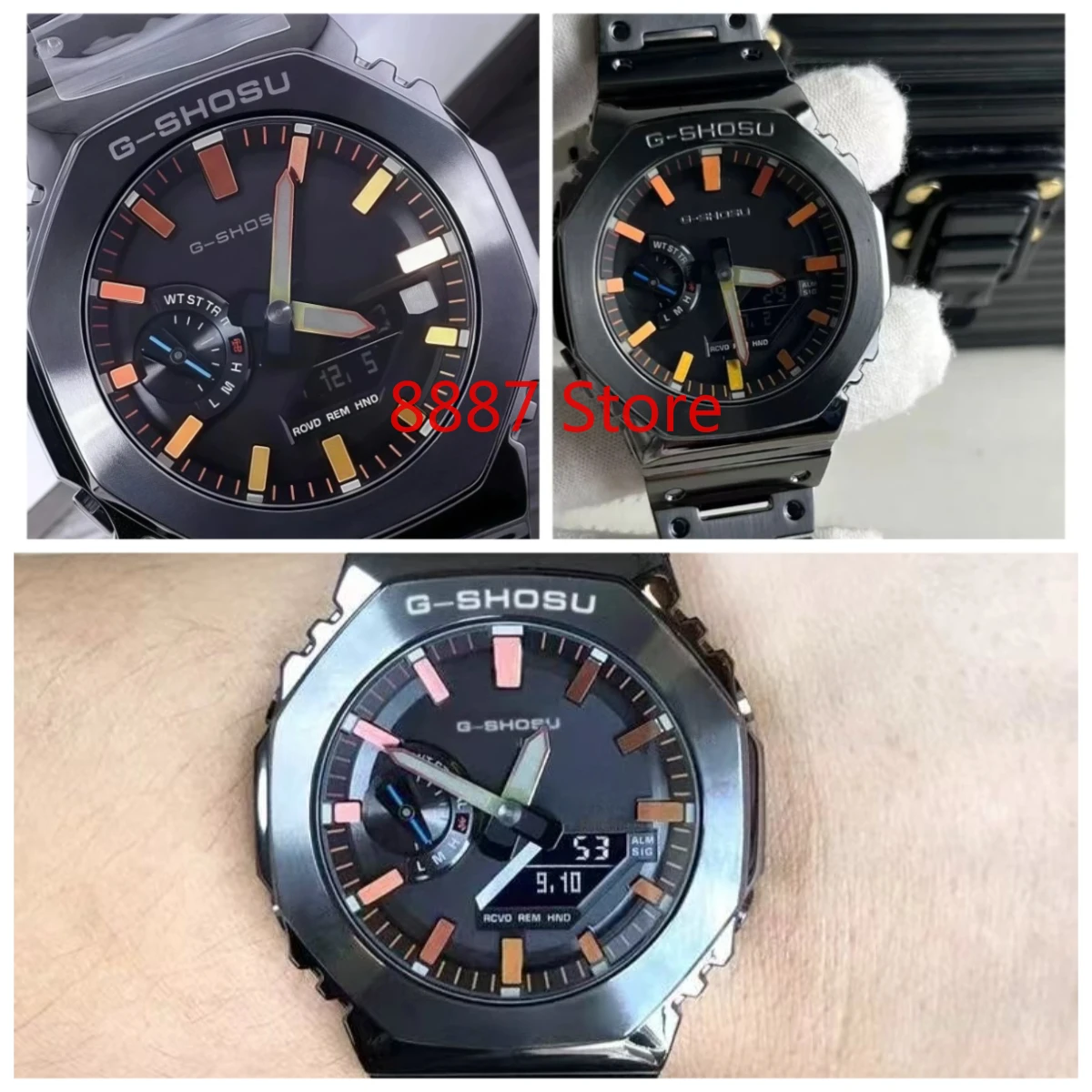 

8887 Store Sport Electronic Unisex Watch Steel Strap LED Dual Display World Time Full Function