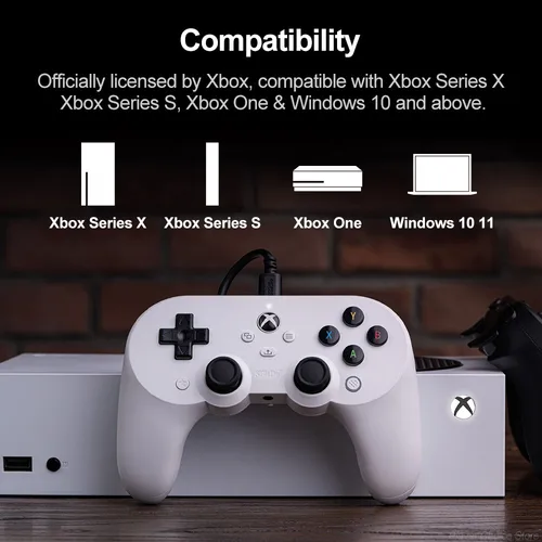 Imagen 2 del producto mando simétrico con cable 8bitdo Pro 2 para Xbox Series X S, Xbox One PC Windows 10 11 con Joysticks de efecto Hall y disparadores