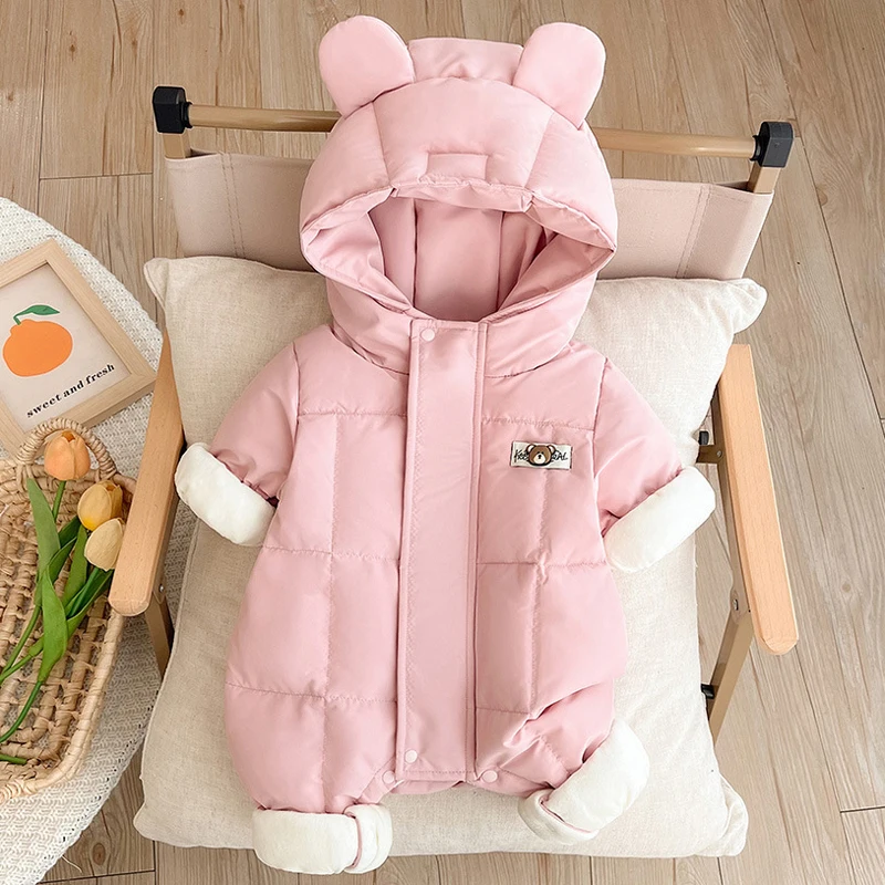 IYEAL Baby Down Jacket Jumpsuit Baby Girl Princess White Duck Down And Thick Fleece Romper Outerwear