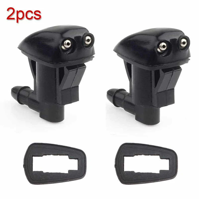 2Pcs Universal Black Auto Car Front Windshield Washer Wiper Spray Nozzle Jet Double Holes Windscreen Wipers Parts