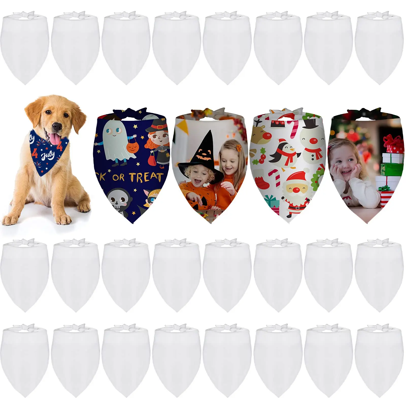 6/4/2Pcs Pet Triangle Scarf Sublimation Blank DIY Dog Bandanas Pet Heat Transfer Triangle Bibs Kerchief for Dogs Puppy Cats