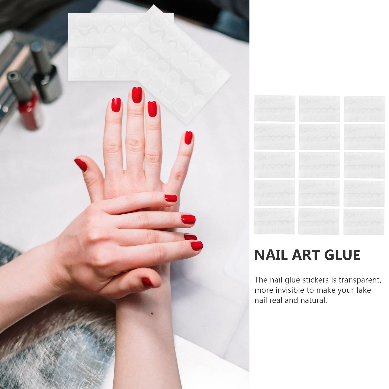 15 ورقة مسمار الفن على الوجهين لاصق شفاف مسمار الغراء ملصقات غير مرئية الأظافر وهمية صحية مريحة لعيد ميلاد #6