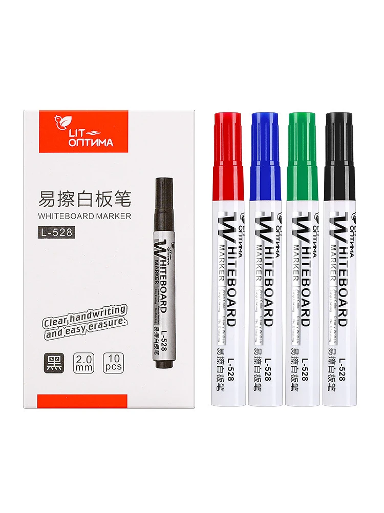 10-teiliges Whiteboard-Marker-Set, 2,0-mm-Spitze, schwarz, blau, rot, Tinte mit hohem Volumen, Büro-Lehrstift, klare Handschrift und einfaches Radieren L-528 – Detail 12