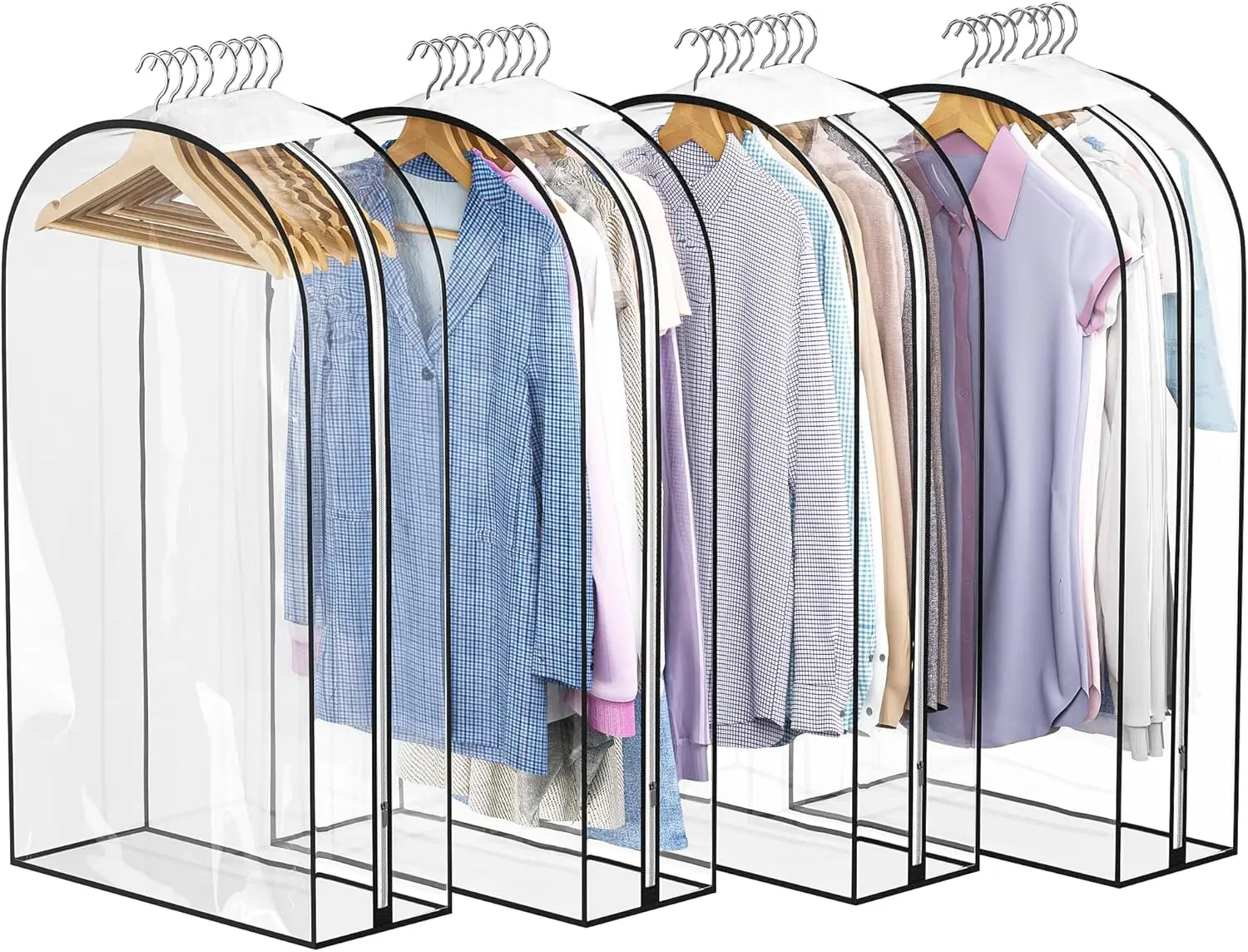 

Clear Garment Bags for Hanging Clothes, 10" Gusseted, 4 Pack 40" Long, Suit Bags for Closet Storage, Plastic Clothes Cover for Coat Dress Shirt