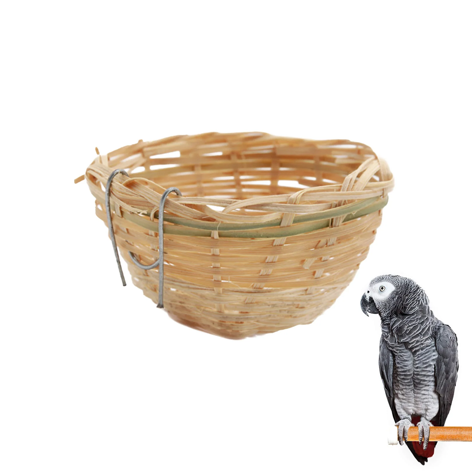 Bird Nest Hand Woven Hummingbird Nest Bamboo Knitted Birdhouse Outside Natural Bird for Sparrow Small Finch Roosting Nest