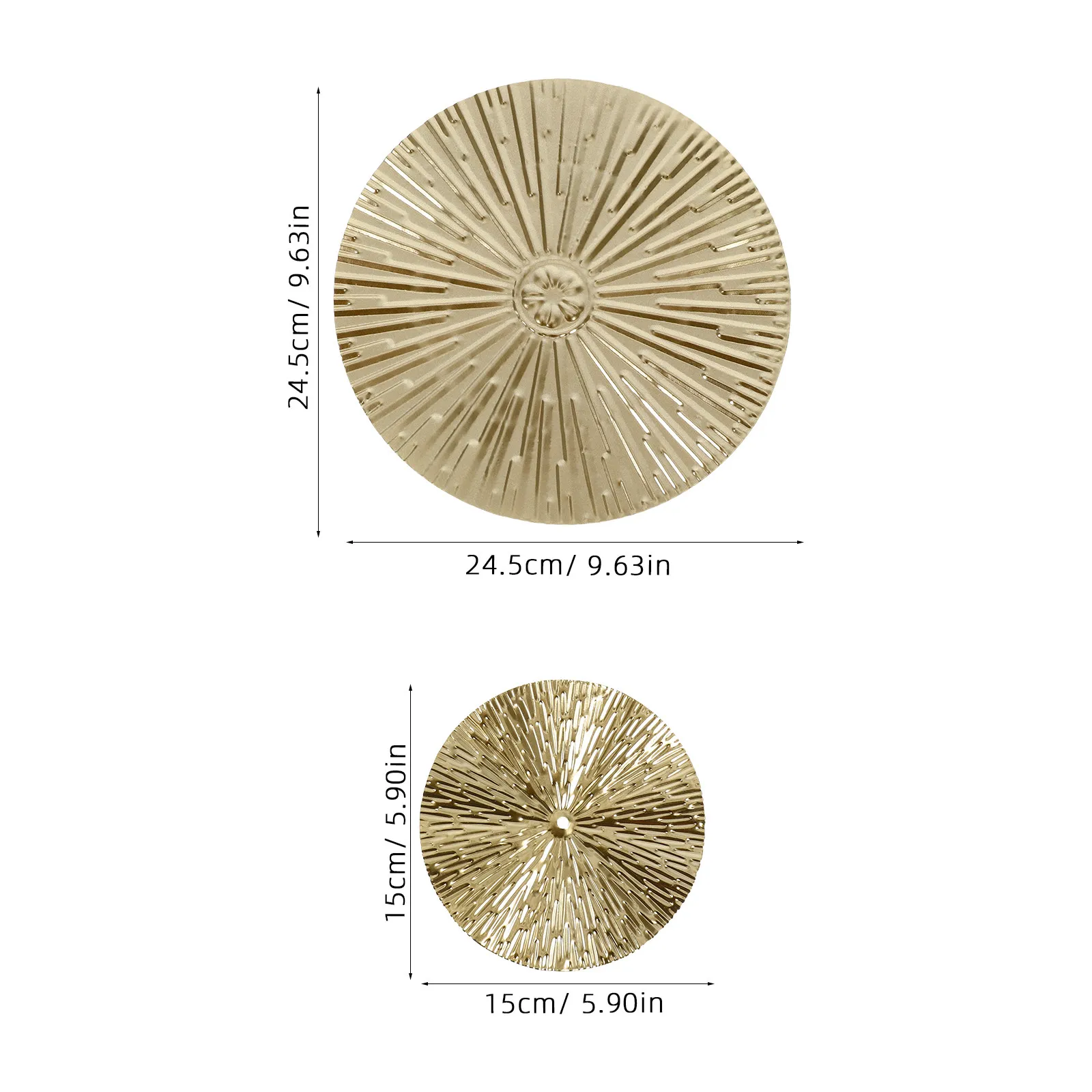 4Pcs Metal Round Wall Art Discs Irregular Wavy Pattern Sunburst Inspired Golden Modern Sculpture Decor for Room Living Space