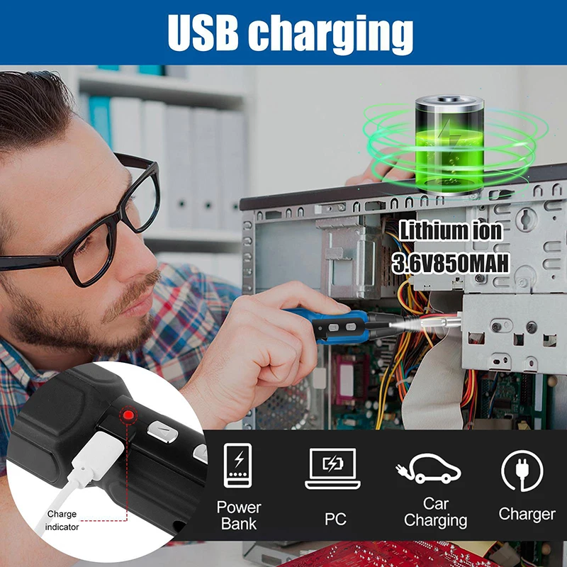 مفك كهربائي 3.6 فولت مفك منزلي صغير مضاد للانزلاق مقبض مفكات قضيب مستقيم قابل لإعادة الشحن أداة إصلاح السائق #3