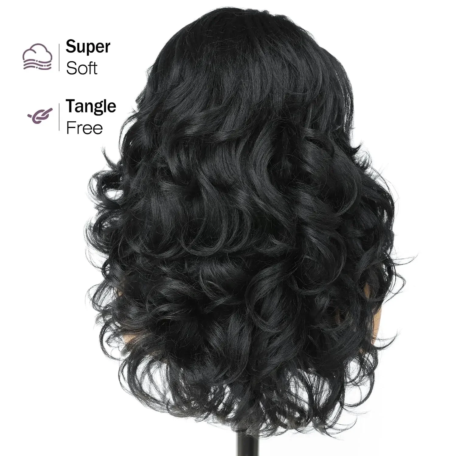 Black 28inch Butterfly Cut Body Wave Half Wig Wear and Go Machine