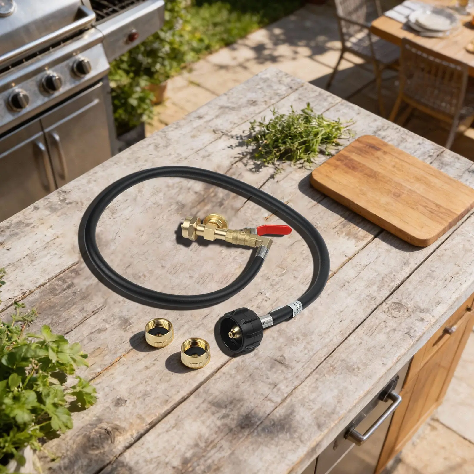 Adapter for Refilling 1 lb for Cylinders with 3FT Hose Integrated Pressure Gauge and Control Valve for Outdoor Use