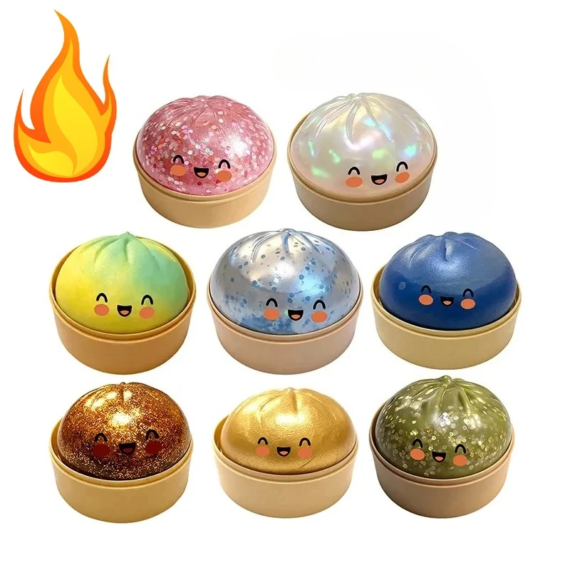 Simulation Flash Dumpling Pressure Ball Slow Rebound Soft Pinch Decompression Office Home Decorat  Desk Travel Birthday Gifts