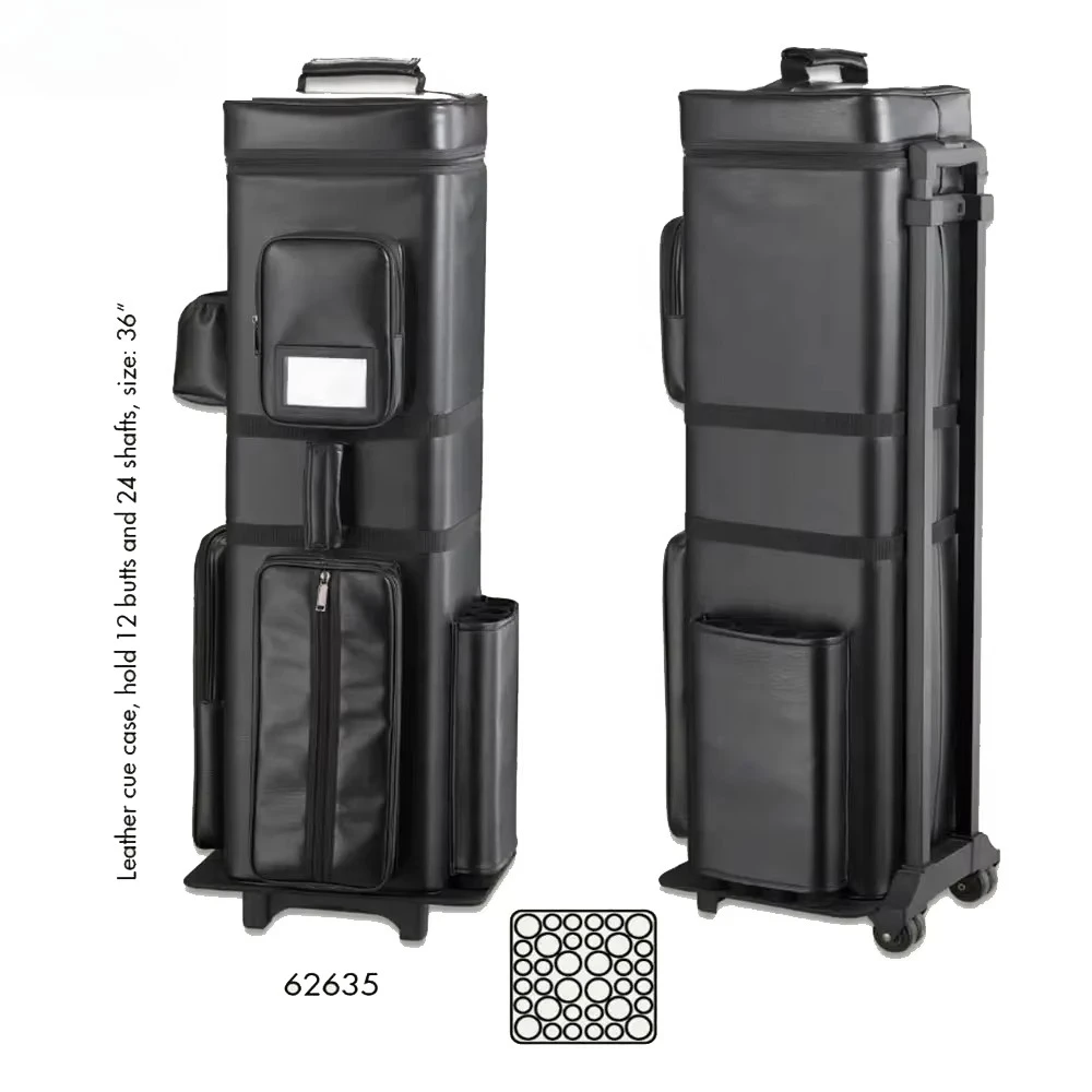 

12-Butt 24-Shaft Large Capacity Genuine Leather Portable Travel Cue Case with Customizable Logo for Pool Exhibitions