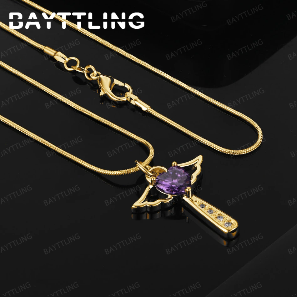 

925 Sterling Silver 18K Gold 16-30 Inch Delicate Heart-Shaped Cross Pendant Necklace for Women's Wedding Jewelry