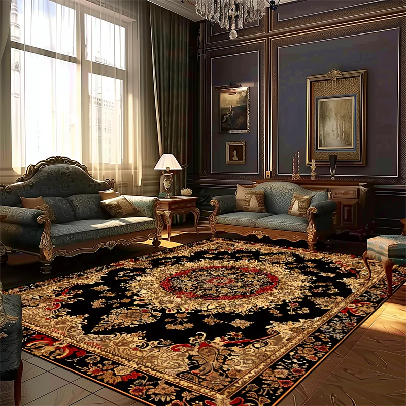 Persian Style Rugs for Living Room Decoration Carpet Large Area Bedroom Anti-slip Floor Mat Washable Lounge Rug Customized Size