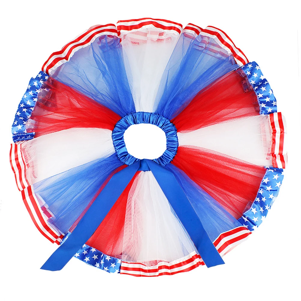 

Elastic Waist Tutu Dress Women Printed Independence Day Party Special Occasion Flag Design Comfortable Material Photos