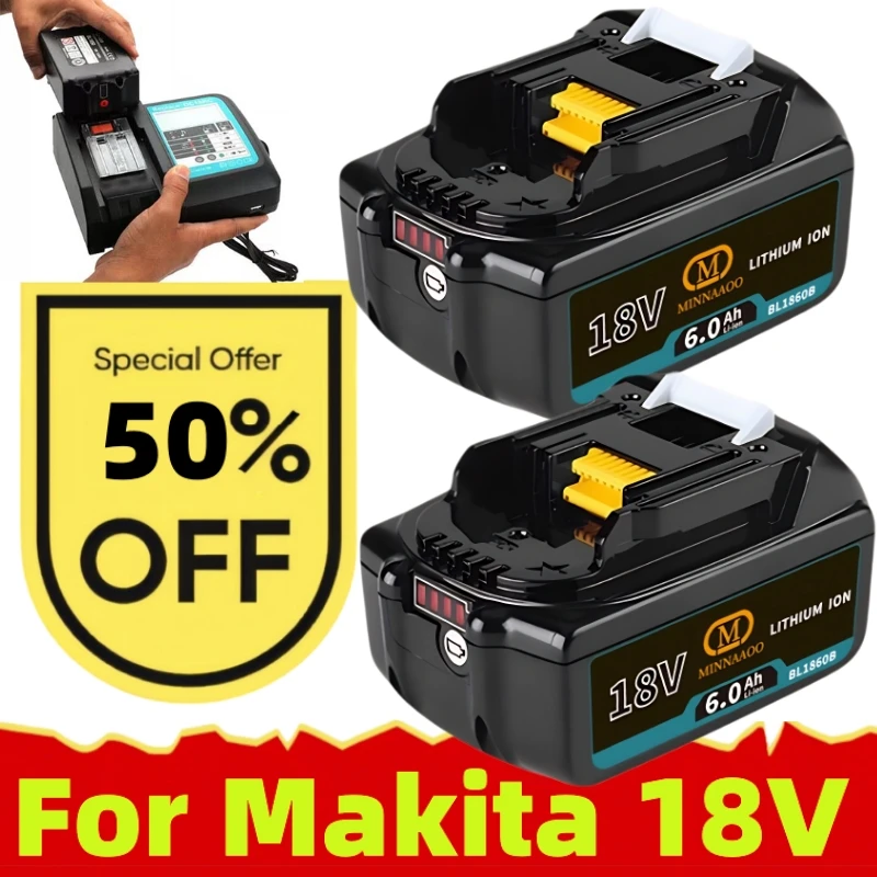

100% новый оригинальный аккумулятор для Makita 18 В, 6,0 Ач, перезаряжаемый Для аккумулятора электроинструмента Makita BL1830BL1840BL1850BL1860B LXT400