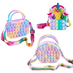 Pop Purse Silicone Sensory Push Pop Bubble Bag Crossbody Bag Antistress Toys Reliver Autism Handbag Coin Pouch for Kids