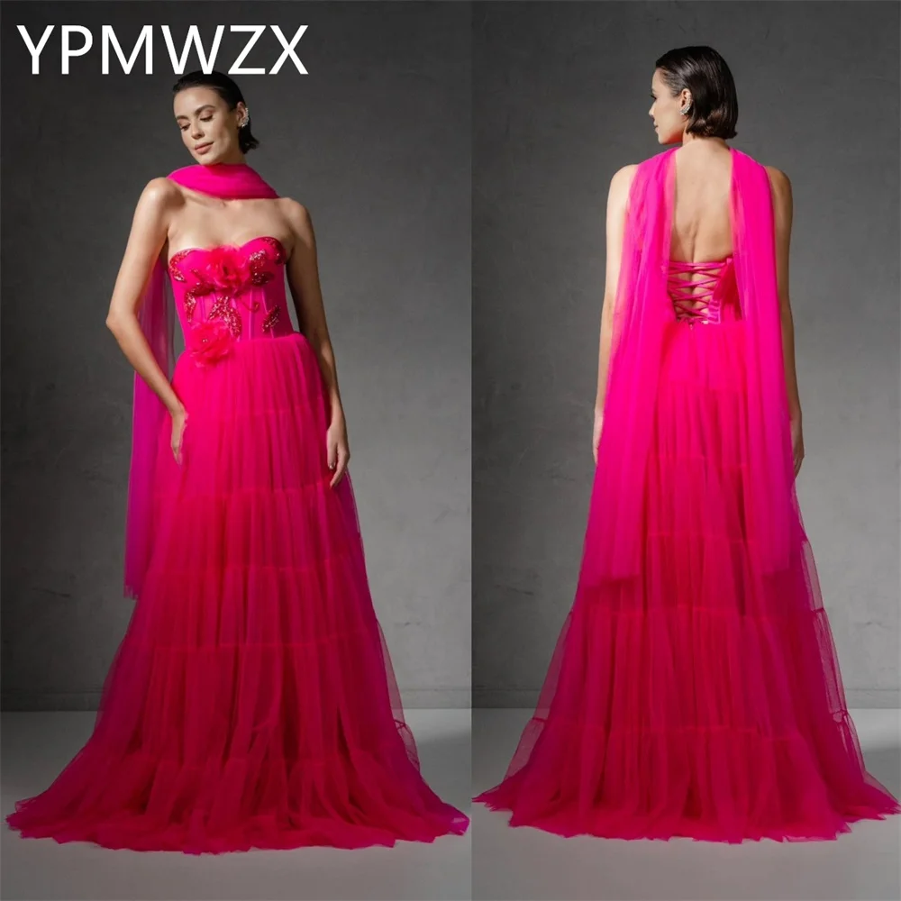 Customized Evening Dress Party Occasion Women Formal Dress YPMWZX Strapless A-line Floor Length Skirts Draped Bespoke Occasion D