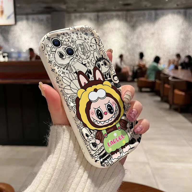 Cover Cute Lovely Labubu 3D Wave Case For Xiaomi Redmi 13C 12 12C 10 10C 9 9C A1 A2 K50 K40 Note 13 12 11 10 Pro Plus 4G 5G