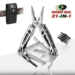 MOSSY OAK-21 in 1 Multi Folding Plier, Outdoor Survival,Hiking Portable Tool Set,Multitool Pocket, Mini Portable Pliers, Camping