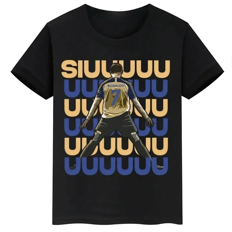 Summer Short Sleeve Cotton Children T-shirt Brand Football Star Printed Casual Fashion Sportswear Boys Girl Tee Tops Kid Clothes