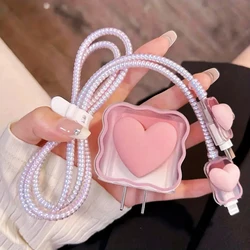 Charger Protector Cable Organiser for IPhone 16 15 14 13 12 Pro Max 18W 20W Cartoon Type C Data Cable Management Cord Winder Kit